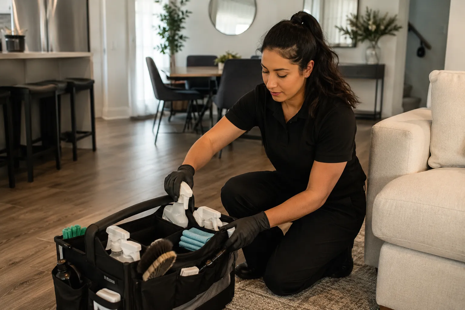 Professional cleaner at work